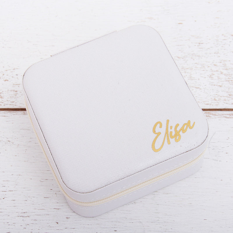 Travel Jewelry Case, Jewelry Box Organizer - Pink, Ivory, or Black - Threadart.com