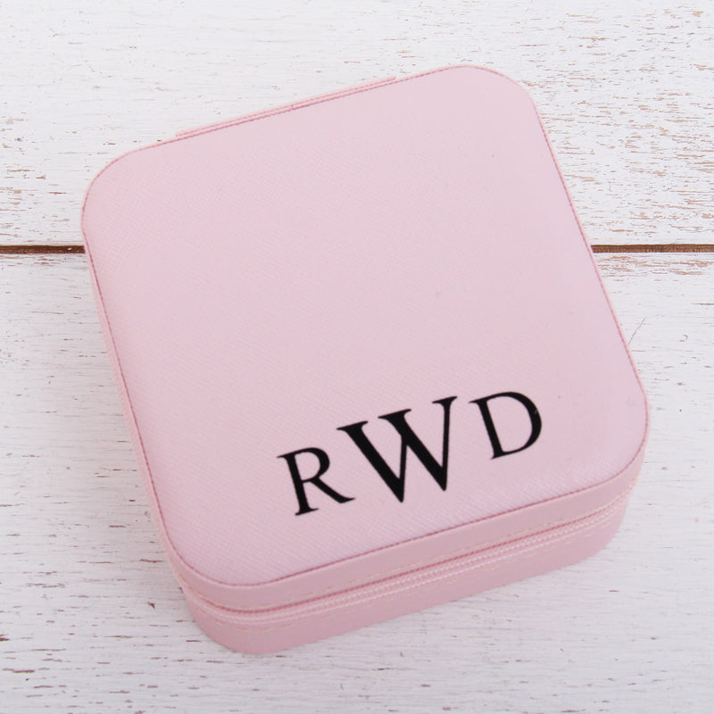 Travel Jewelry Case, Jewelry Box Organizer - Pink, Ivory, or Black - Threadart.com