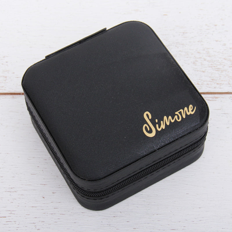 Travel Jewelry Case, Jewelry Box Organizer - Pink, Ivory, or Black - Threadart.com