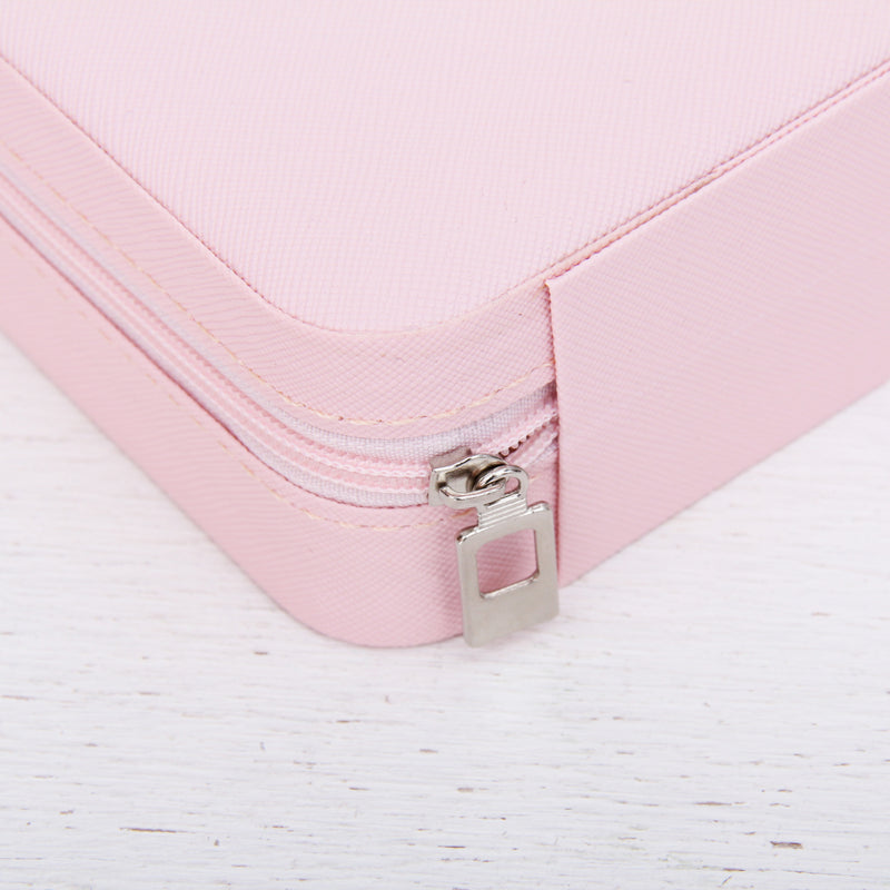 Monogrammed Travel Jewelry Case - Pink, Ivory, or Black - Threadart.com