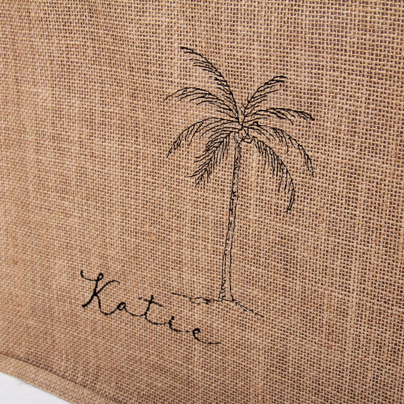 Personalized Beach Bag - Embroidered Palm Tree & Name - Threadart.com
