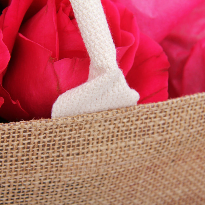 Monogrammed Jute Tote Bag - Embroidered Two Color Shadow Block - Threadart.com