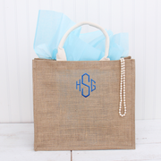 Monogrammed Jute Tote Bag - Embroidered Monogram - Threadart.com