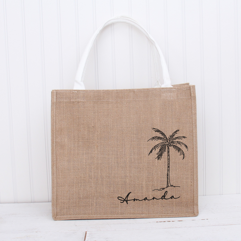 Personalized Beach Bag - Embroidered Palm Tree & Name - Threadart.com