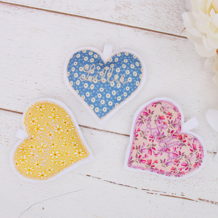 Personalized Heart Keychain - Bag Charm - Cotton Fabric Plushie - Threadart.com