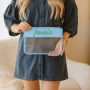 Personalized Clear Zipper Pouch Bags with Embroidery - Customized With Name or Words - Threadart.com