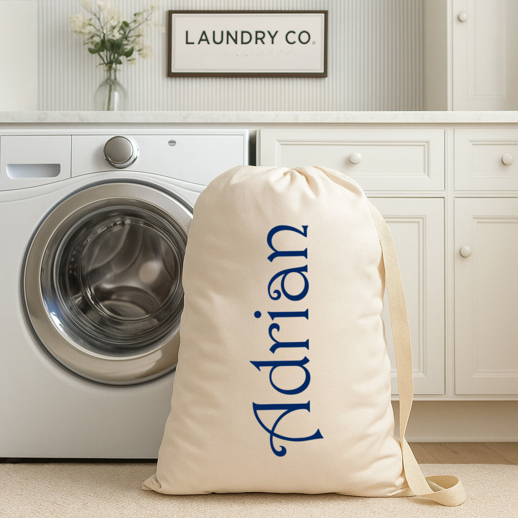 Personalized Laundry Bag - 100% Cotton Canvas with Strap - Two