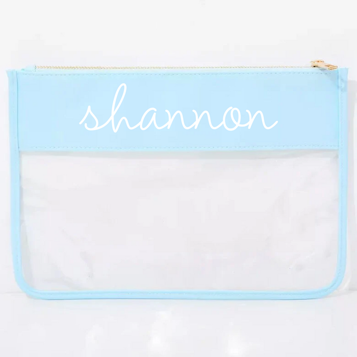 Personalized Clear Zipper Pouch Bags with Embroidery - Customized With Name or Words - Threadart.com
