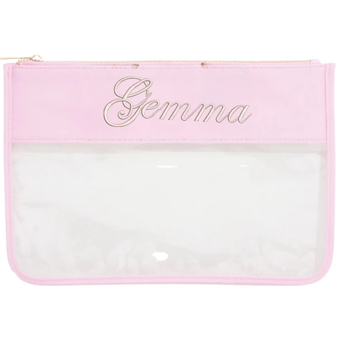 Personalized Clear Zipper Pouch Bags with Embroidery - Customized With Name or Words - Threadart.com