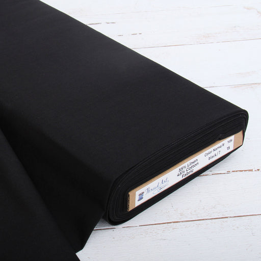 Premium Linen Fabric By The Yard - Black 55" Width - Cotton Linen Blend Fabric For Embroidery, Apparel, Cross Stitch - Threadart.com