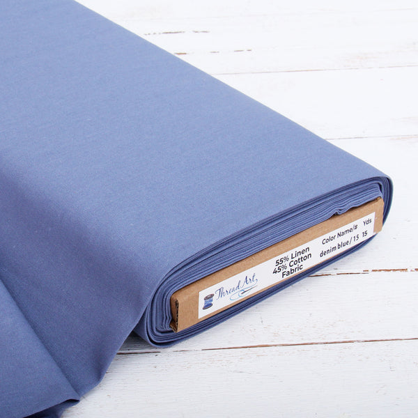 Premium Linen Fabric By The Yard - Denim 55" Width - Cotton Linen Blend Fabric For Embroidery, Apparel, Cross Stitch - Threadart.com