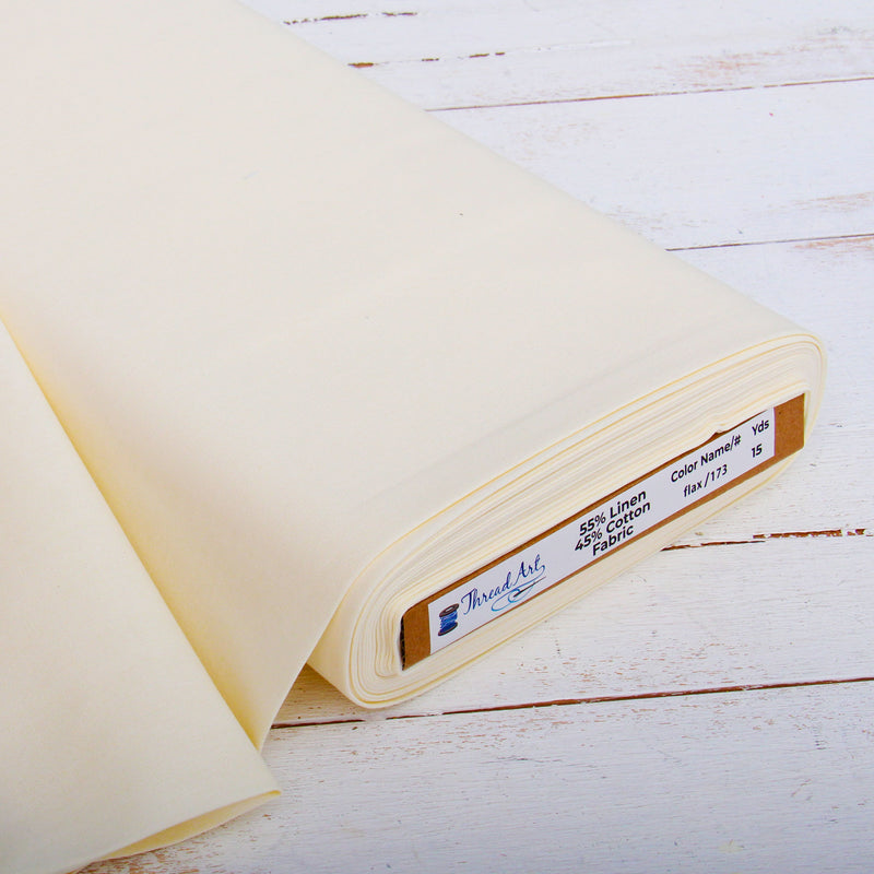 Premium Linen Fabric By The Yard - Flax 55" Width - Cotton Linen Blend Fabric For Embroidery, Apparel, Cross Stitch - Threadart.com