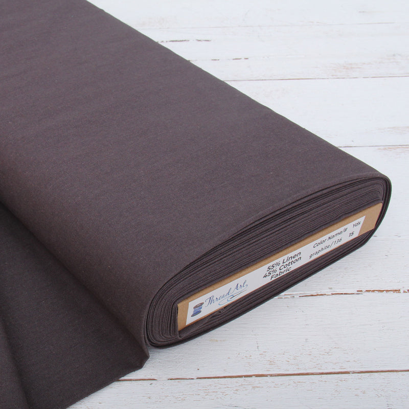 Premium Linen Fabric By The Yard - Graphite 55" Width - Cotton Linen Blend Fabric For Embroidery, Apparel, Cross Stitch - Threadart.com