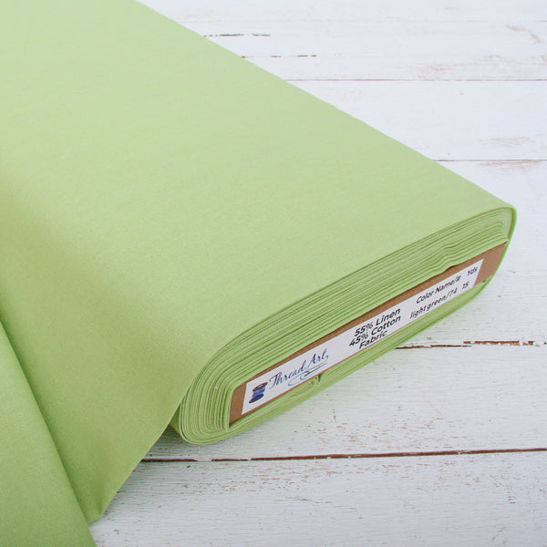 Premium Linen Fabric By The Yard - Light Green 55" Width - Cotton Linen Blend Fabric - Threadart.com