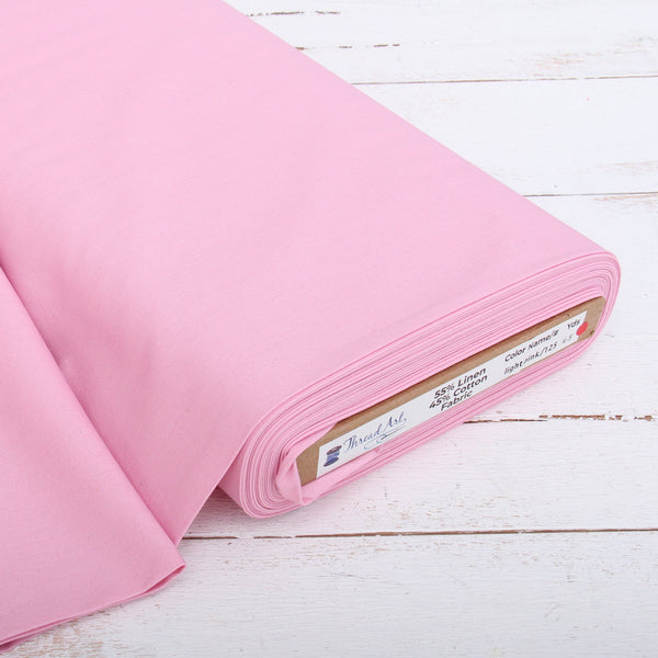 Premium Linen Fabric By The Yard - Light Pink 55" Width - Cotton Linen Blend Fabric - Threadart.com