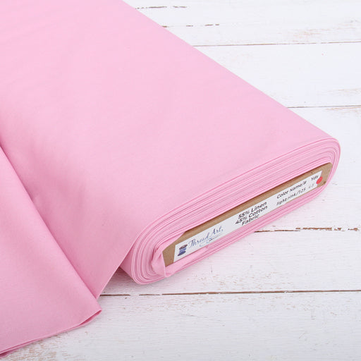 Premium Linen Fabric By The Yard - Light Pink 55" Width - Cotton Linen Blend Fabric For Embroidery, Apparel, Cross Stitch - Threadart.com