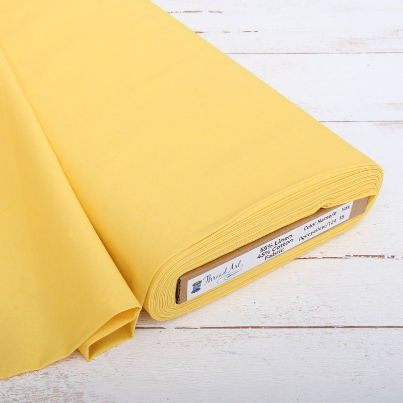 Premium Linen Fabric By The Yard - Light Yellow 55" Width - Cotton Linen Blend Fabric For Embroidery, Apparel, Cross Stitch - Threadart.com