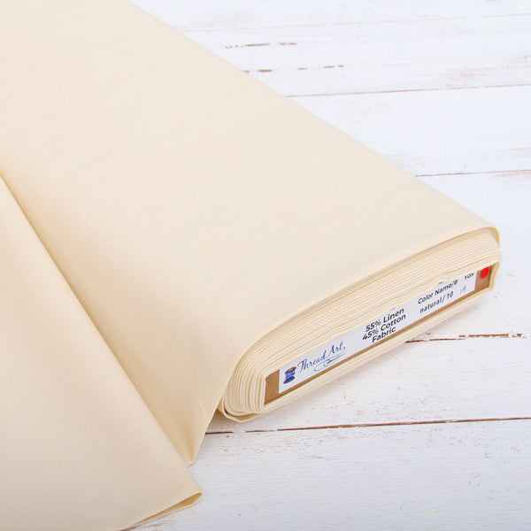 Premium Linen Fabric By The Yard - Natural 55" Width - Cotton Linen Blend Fabric - Threadart.com