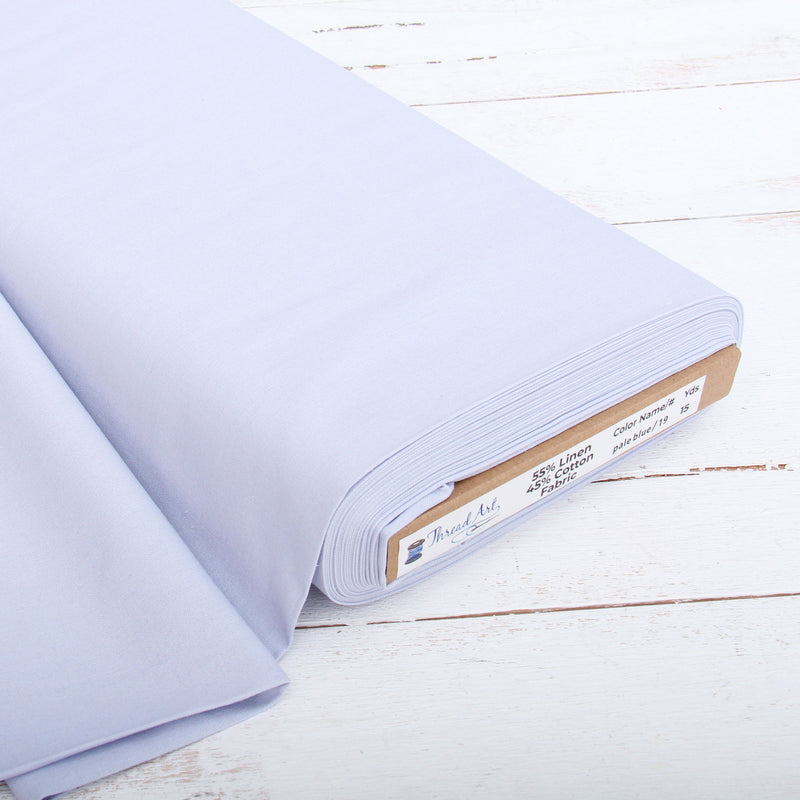 Premium Linen Fabric By The Yard - Pale Blue 55" Width - Cotton Linen Blend Fabric For Embroidery, Apparel, Cross Stitch - Threadart.com