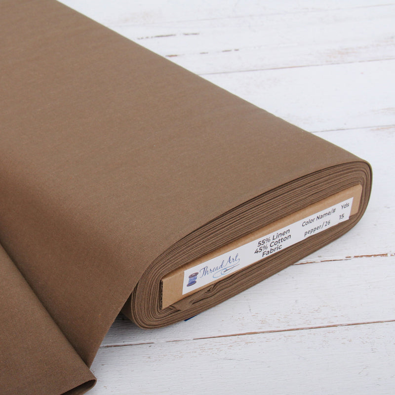 Premium Linen Fabric By The Yard - Pepper 55" Width - Cotton Linen Blend Fabric For Embroidery, Apparel, Cross Stitch - Threadart.com