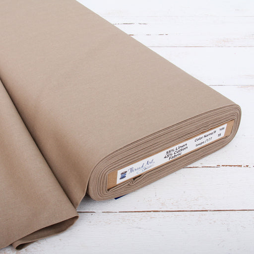 Premium Linen Fabric By The Yard - Taupe 55" Width - Cotton Linen Blend Fabric For Embroidery, Apparel, Cross Stitch - Threadart.com