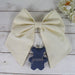 Personalized Newborn Baby Bow - Linen Fabric Ribbon with Embroidery Pendant - 10 Color Options - Threadart.com