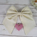 Personalized Newborn Baby Bow - Linen Fabric Ribbon with Embroidery Pendant - 10 Color Options - Threadart.com