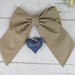 Personalized Newborn Baby Bow - Linen Fabric Ribbon with Embroidery Pendant - 10 Color Options - Threadart.com
