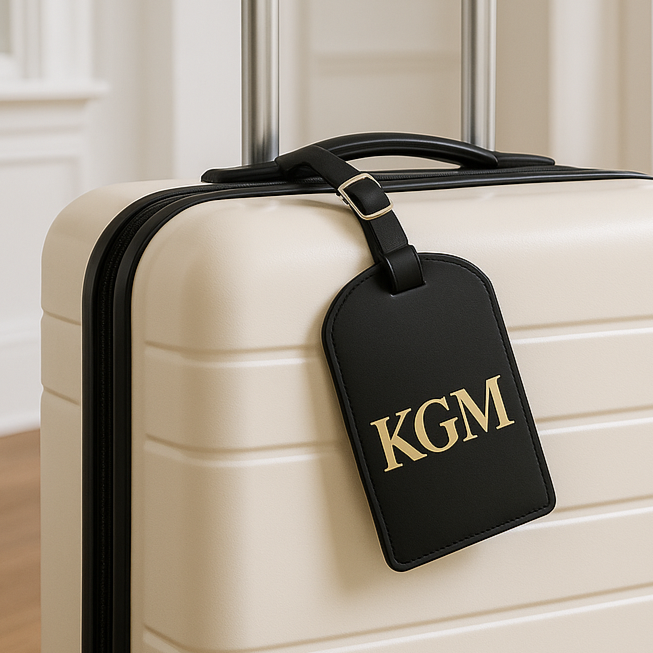 Luggage Tag For Travel - Pink, White, or Black - Threadart.com