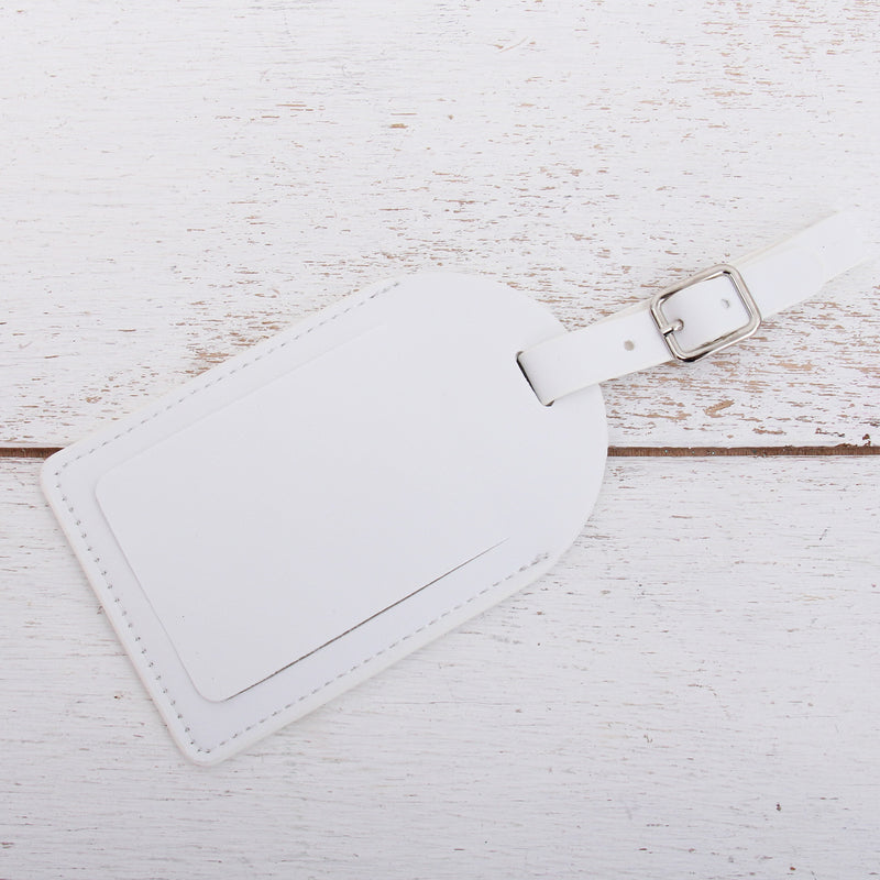 Monogrammed Luggage Tag With Chenille Letters - Pink, White, or Black - Threadart.com