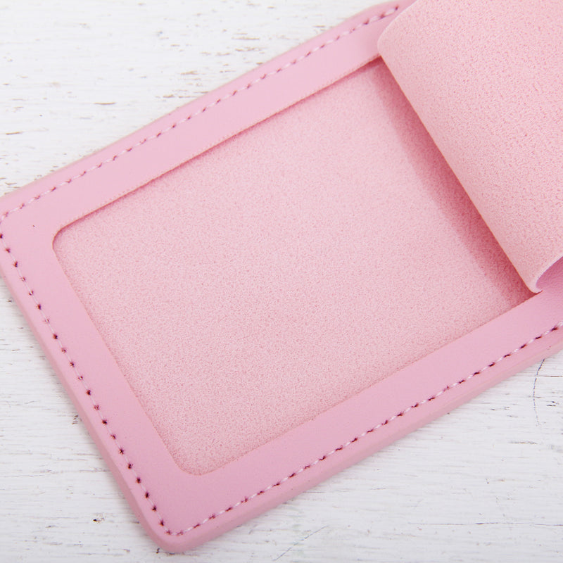 Monogrammed Luggage Tag With Chenille Letters - Pink, White, or Black - Threadart.com