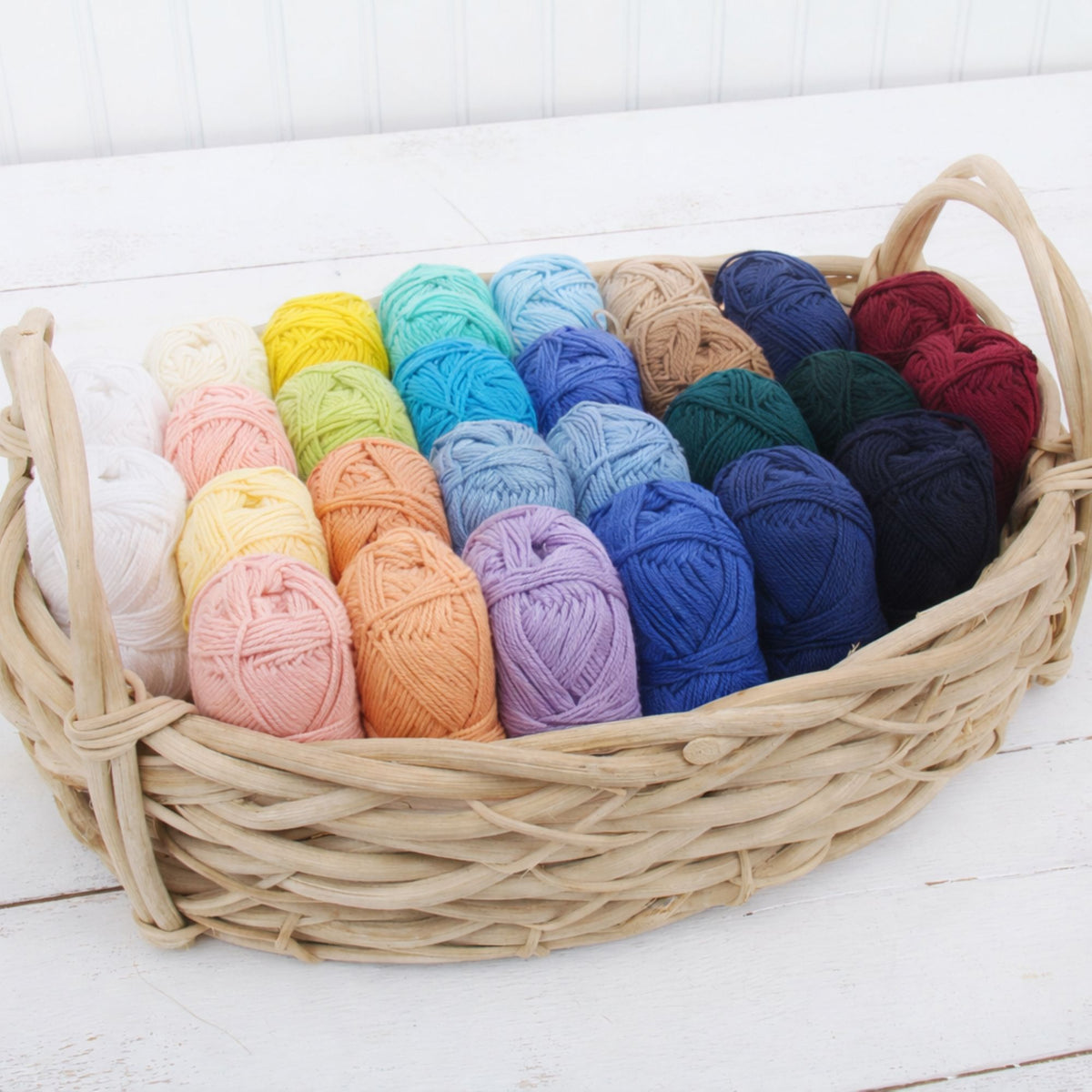 30 colors of 100% cotton. Two perfect weights.