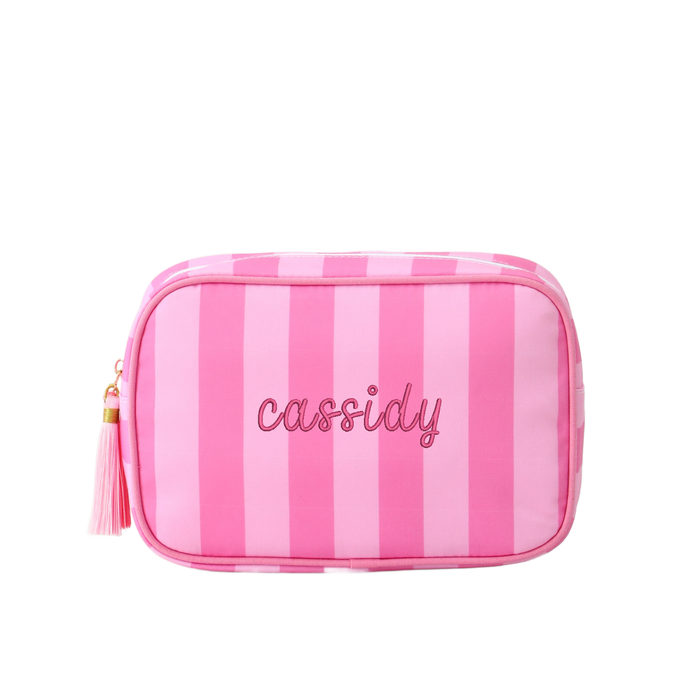 Personalized Striped Cosmetic Bags - Customized With Embroidery - Threadart.com