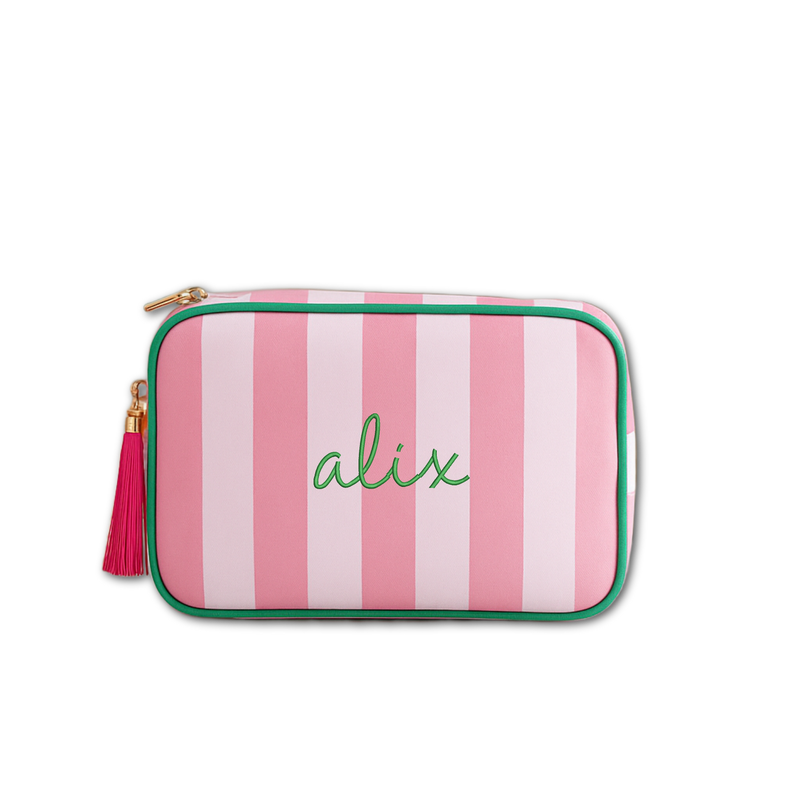 Personalized Striped Cosmetic Bags - Customized With Embroidery - Threadart.com