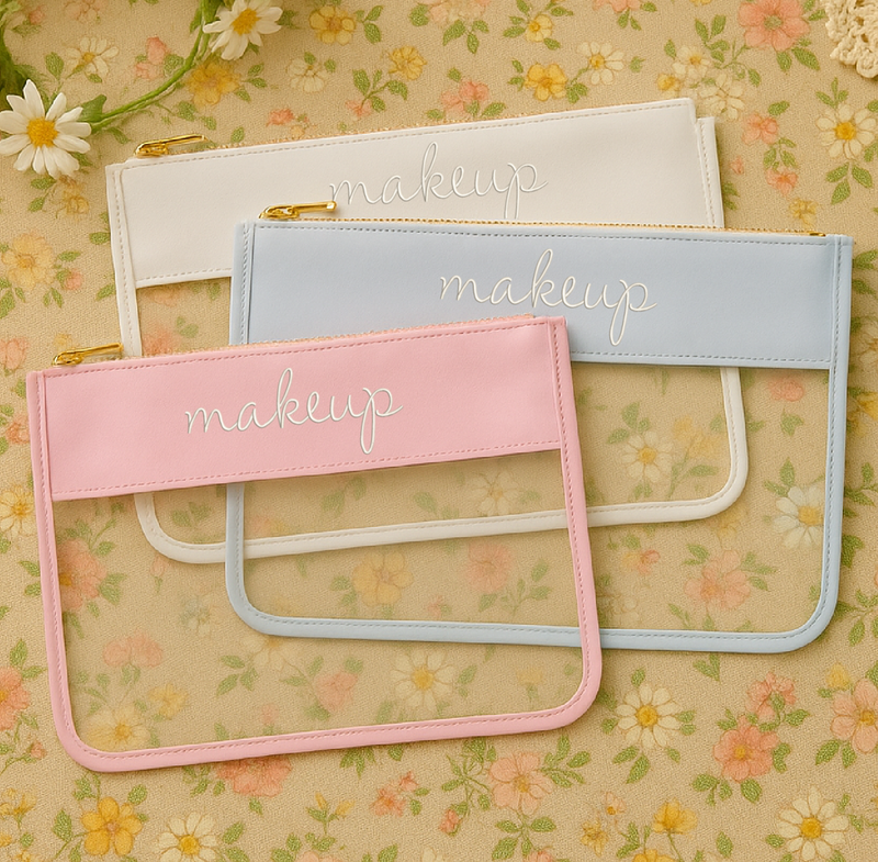 Personalized Clear Zipper Pouch Bags with Embroidery - Customized With Name or Words - Threadart.com