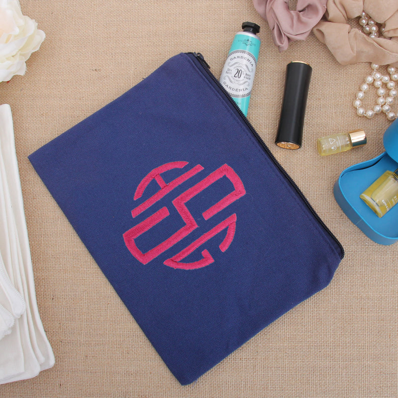 Monogrammed Canvas Makeup Bag - Embroidered Monogram - Threadart.com