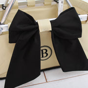 Personalized Beige Market Tote Basket With Black Monogram and Bow - Threadart.com
