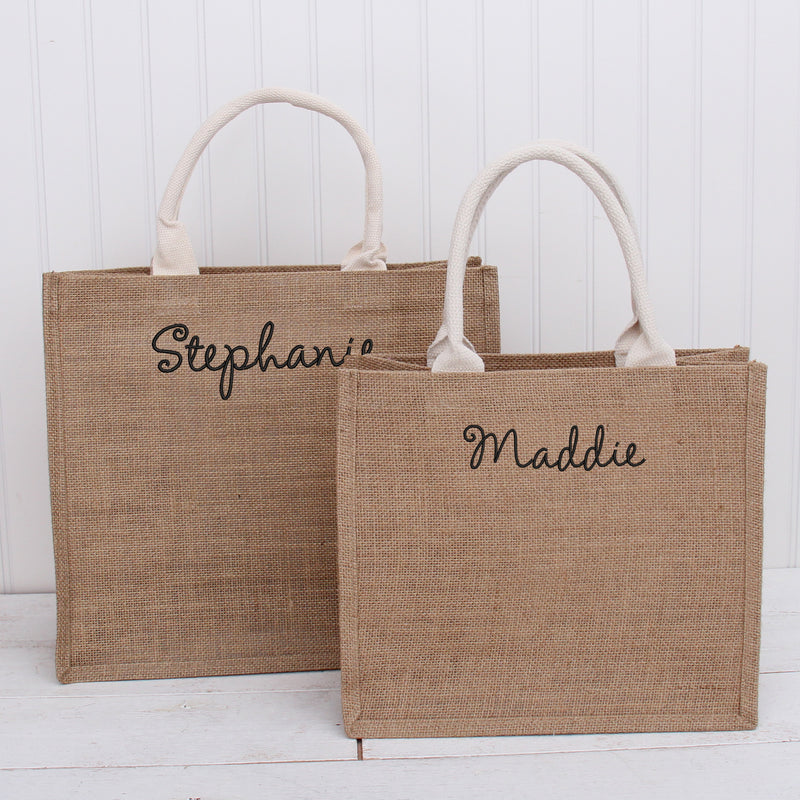 Personalized Jute Bag - Embroidered Name or Words - Threadart.com