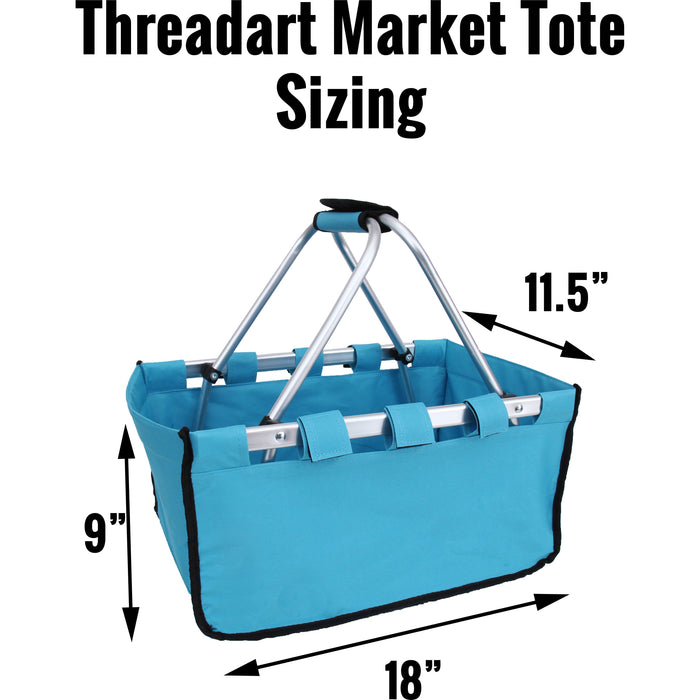 Personalized Initial Market Basket Tote with Embroidery - Threadart.com