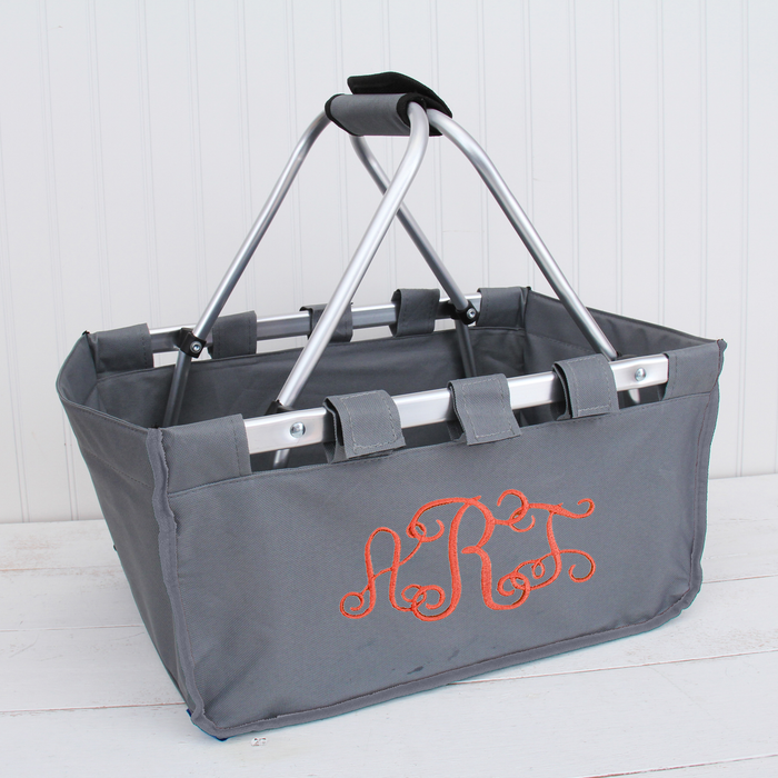 Monogrammed Market Basket Tote with Embroidery - Threadart.com