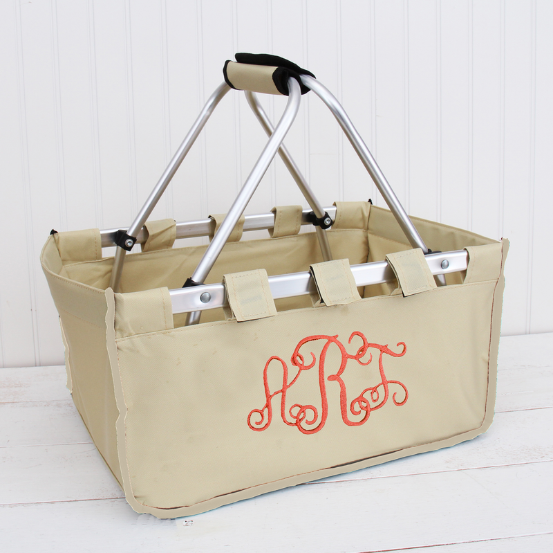 Monogrammed Market Basket Tote - Embroidered Monogram - Threadart.com