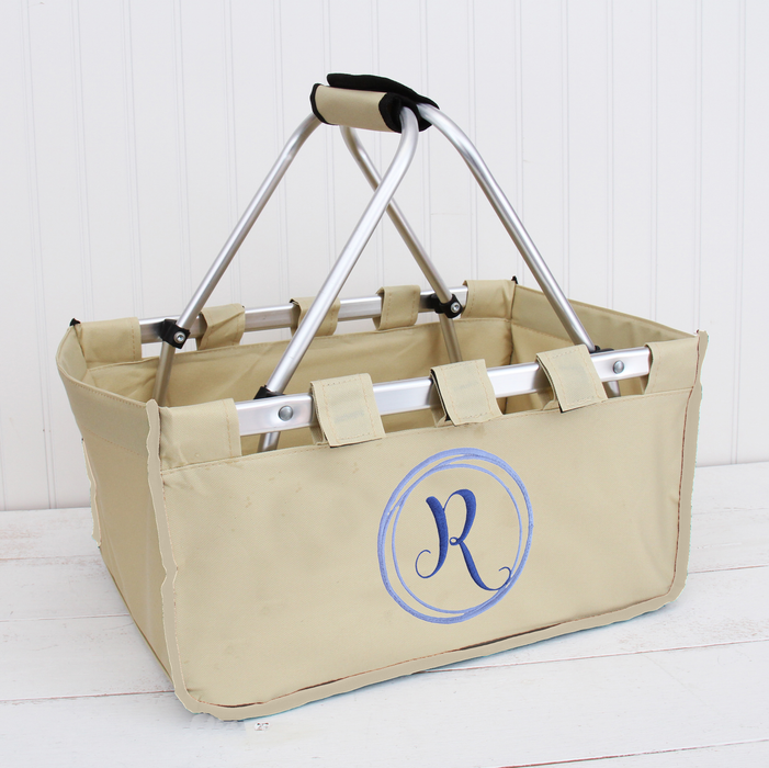 Personalized Initial Market Basket Tote with Embroidery - Threadart.com