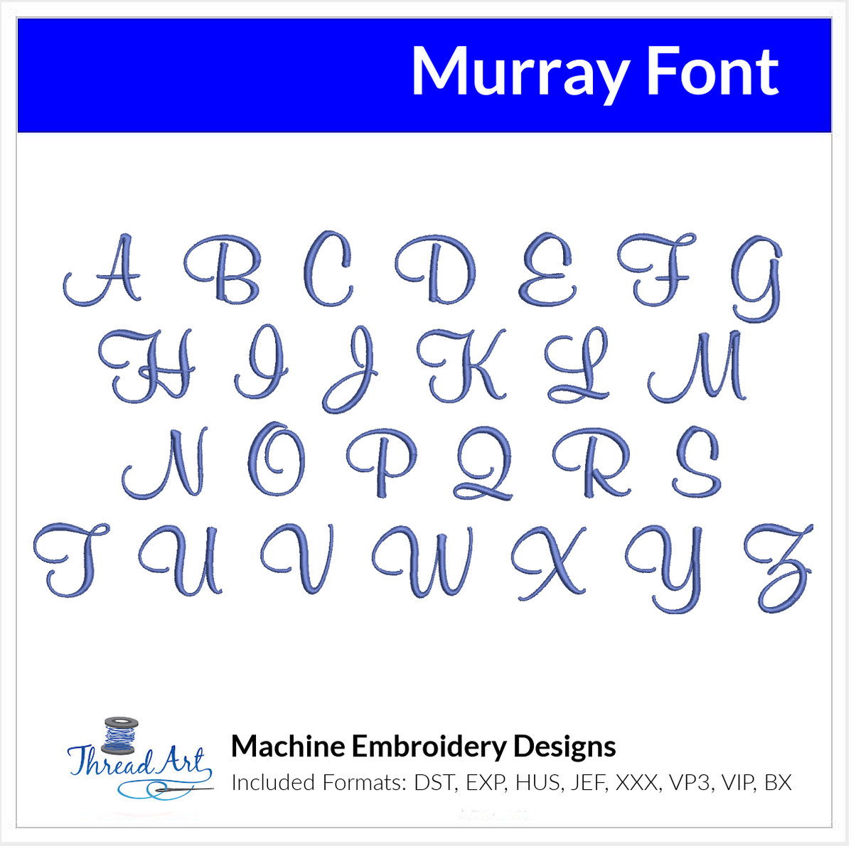 Murray Font Machine Embroidery Design Set - Cursive Alphabet Letters B ...