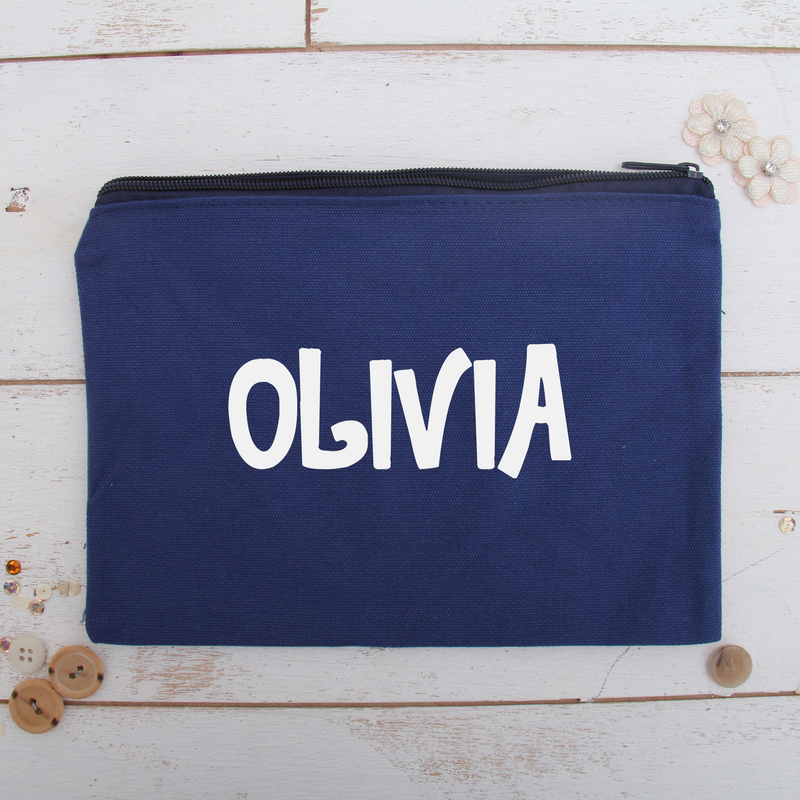 Personalized Canvas Zipper Pouch - Custom Name or Word - Threadart.com