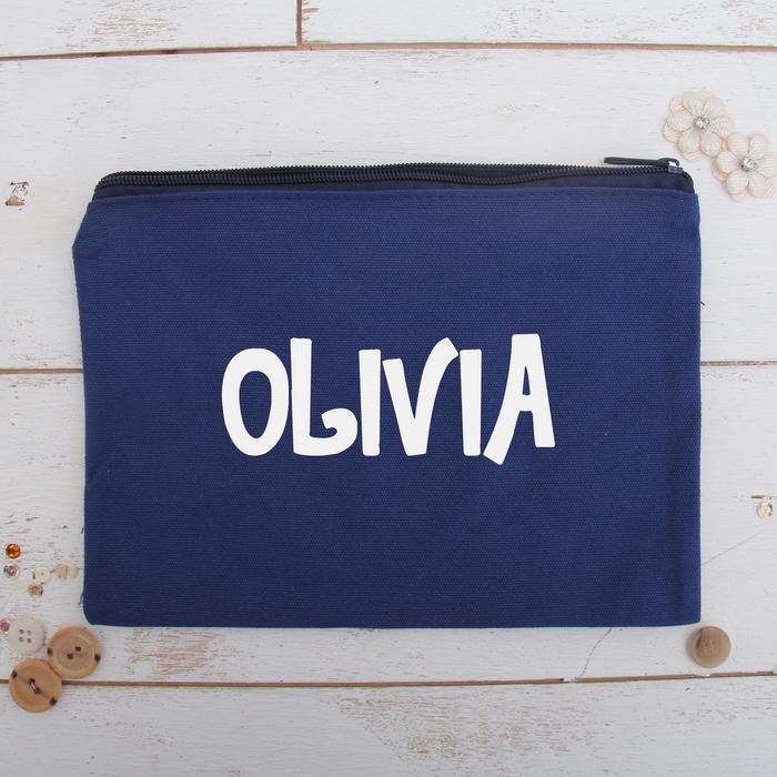 Personalized Canvas Zipper Pouch Bags With Custom Printed Text - Threadart.com