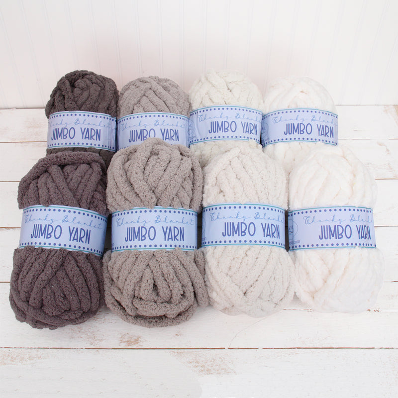 Cozy Neutrals Jumbo Blanket Yarn Set - 8 Skein Chunky Chenille Yarn - Threadart.com