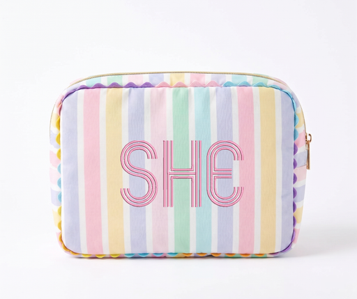 Personalized Pastel Striped Pouch Bag - Customized With Embroidery - Threadart.com