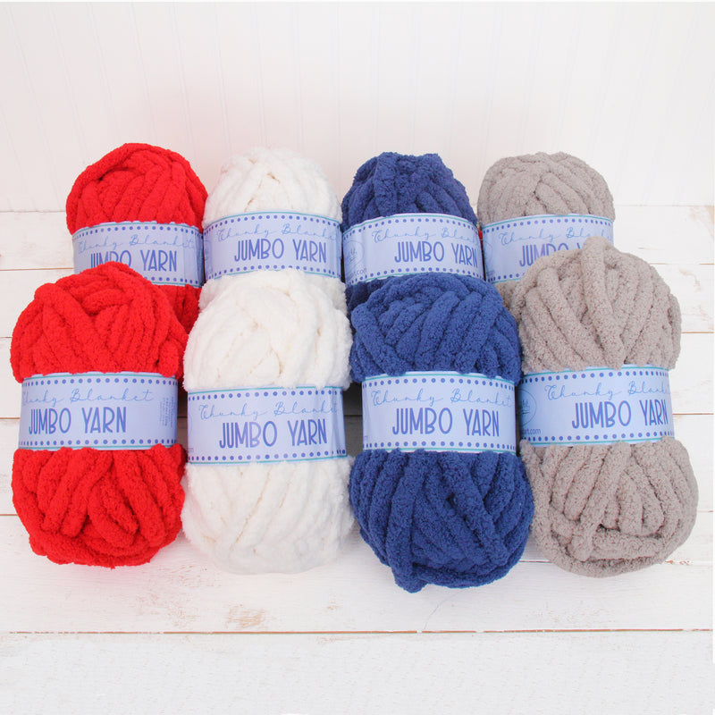 Patriotic Jumbo Blanket Yarn Set - 8 Skein Chunky Chenille Yarn - Threadart.com
