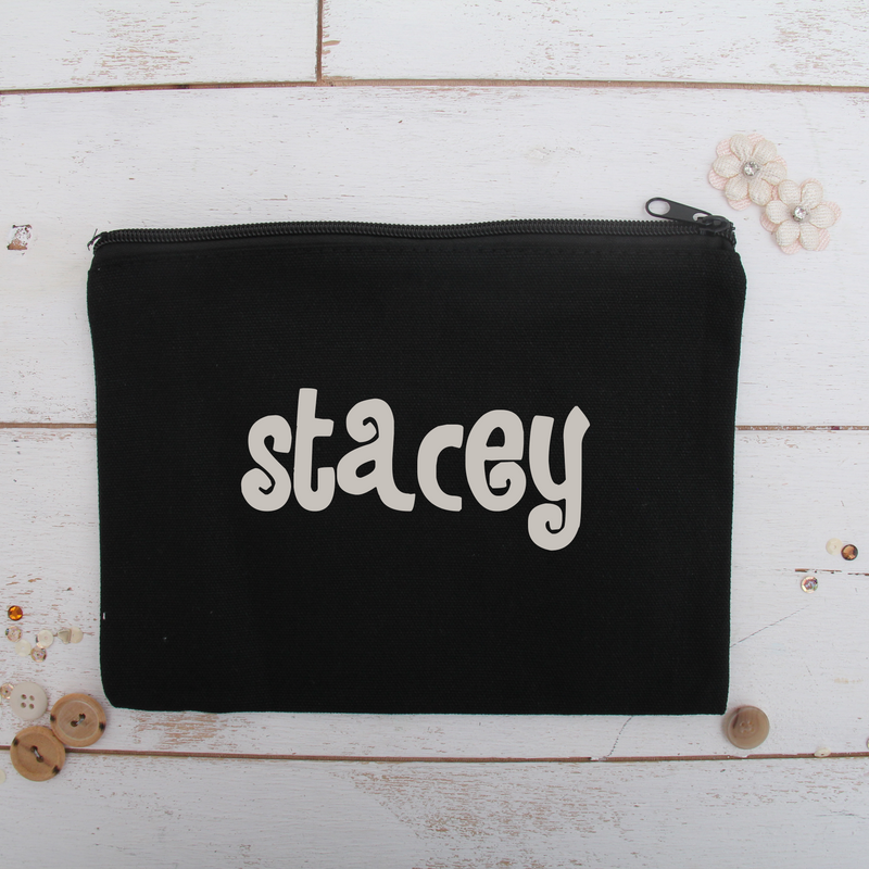 Personalized Canvas Zipper Pouch - Custom Name or Word - Threadart.com