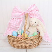 Personalized Easter Wreath Sash or Basket Bow - Embroidered Pink or Blue - Threadart.com